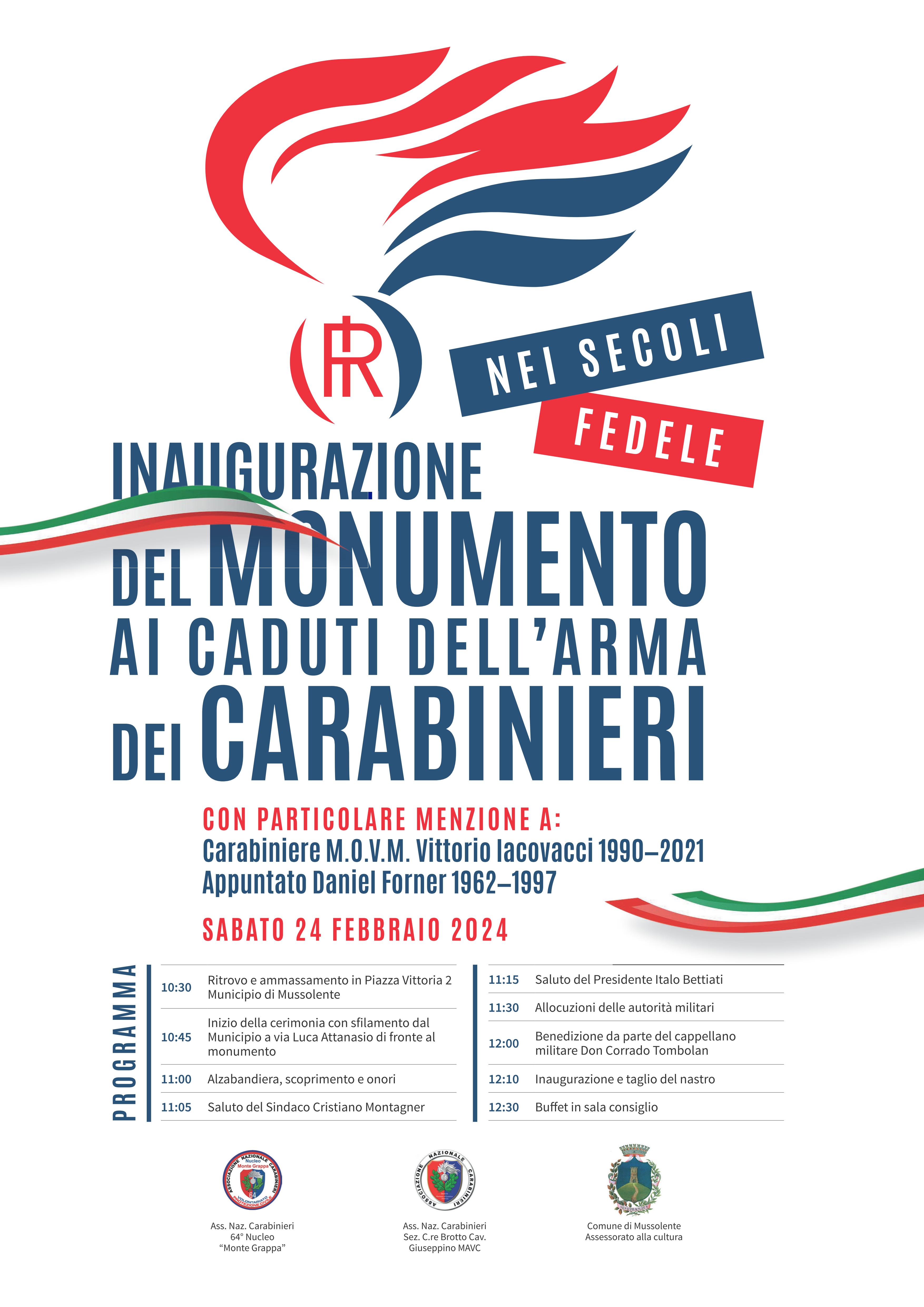 Inaugurazione monumento ai Caduti dell'Arma dei Carabinieri