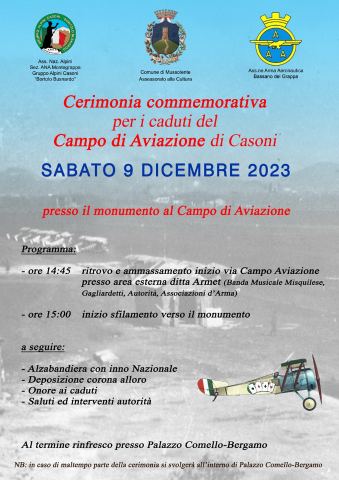 Cerimonia commemorativa per i caduti del Campo d'Aviazione di Casoni